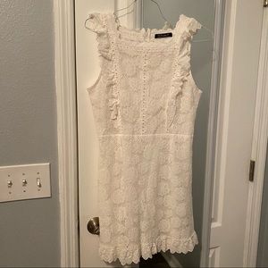 White Lace Detailed Knee Length Dress